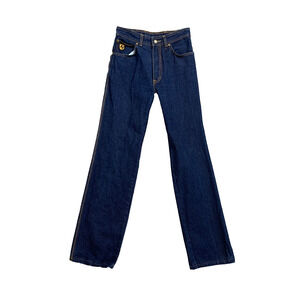 Vintage Style Auto Jeans Womens 28 Blue Bootcut Slim Fit Denim Porsche Logo